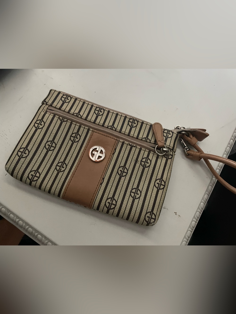 Brown Stripe Pattern Women's Crossbody Wallet - Designer-Inspired